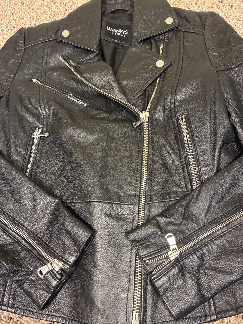 Barney’s Originals Clara 100% Sheep Leather Moto Biker Zipper Jacket - Picture 7 of 15
